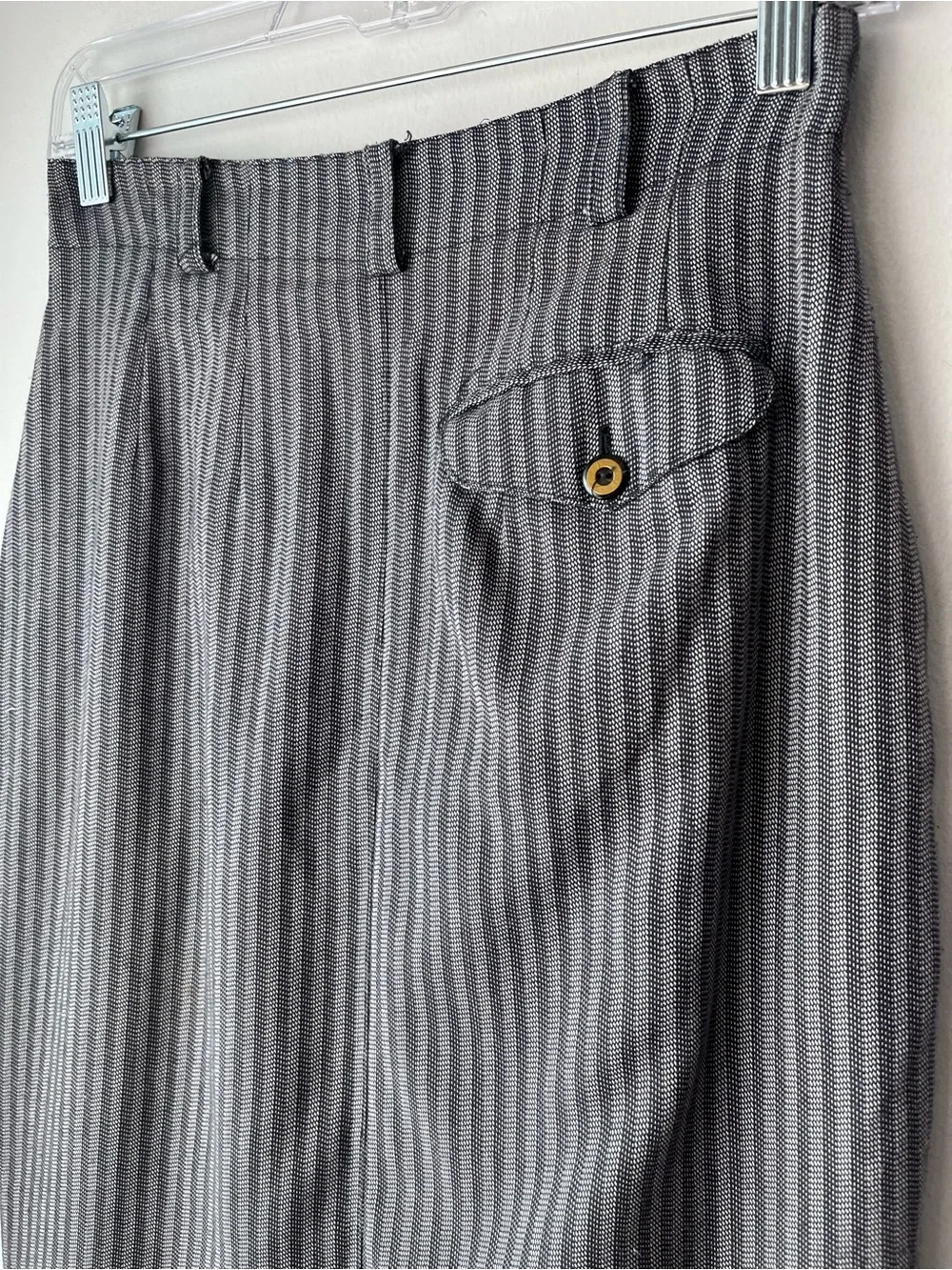 VINTAGE ESPRIT 80s gray striped midi pencil skirt size 5/6